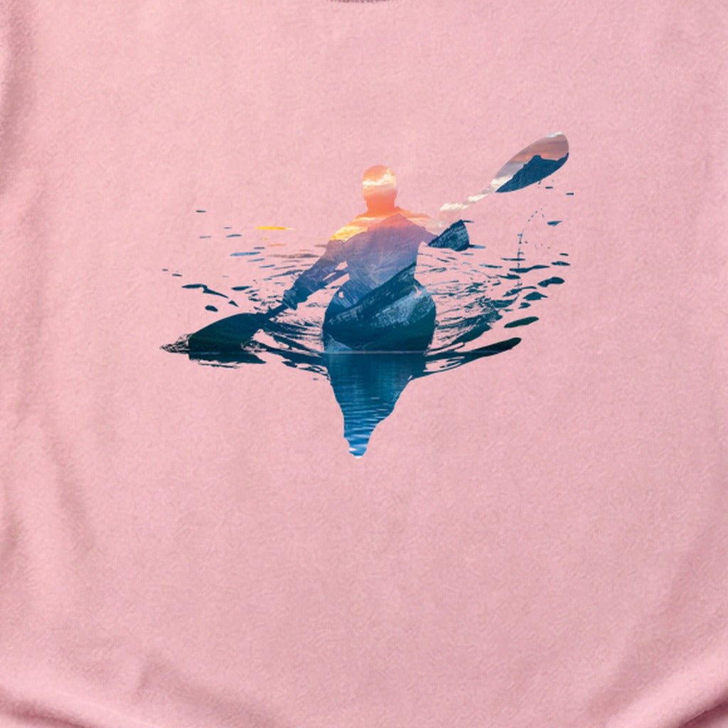 Kayak Mountain Silhouette Cotton T-Shirt