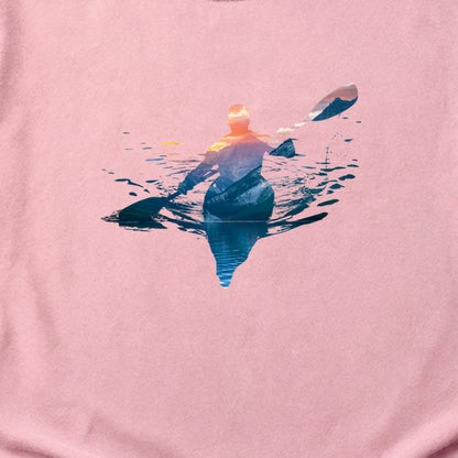 Kayak Mountain Silhouette Cotton T-Shirt