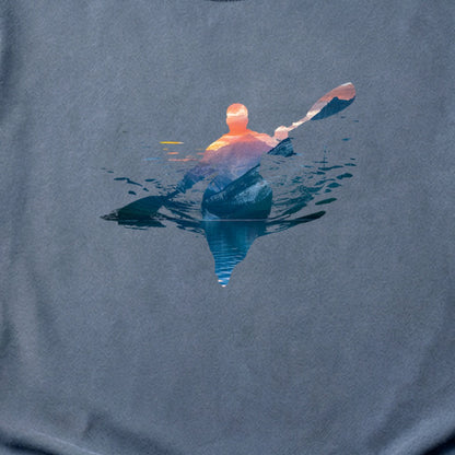 Kayak Mountain Silhouette Cotton T-Shirt