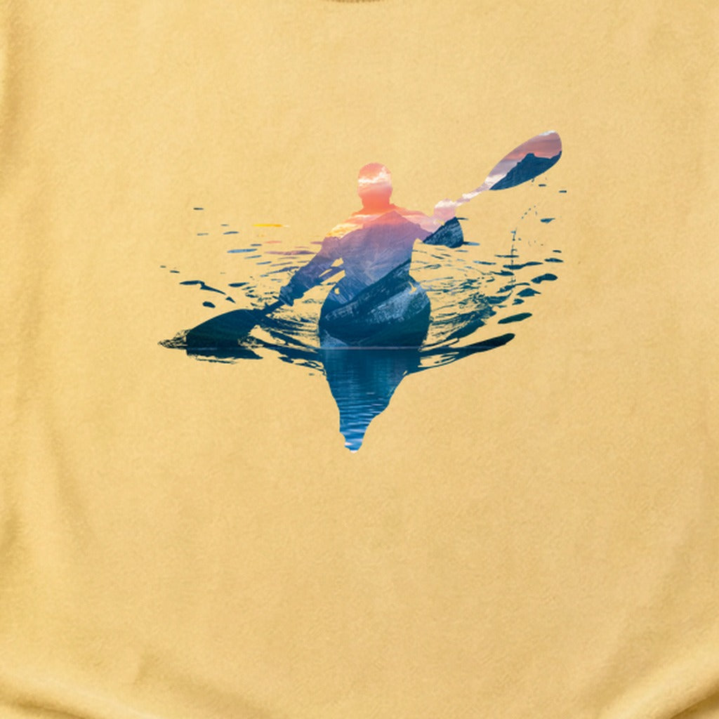Kayak Mountain Silhouette Cotton T-Shirt