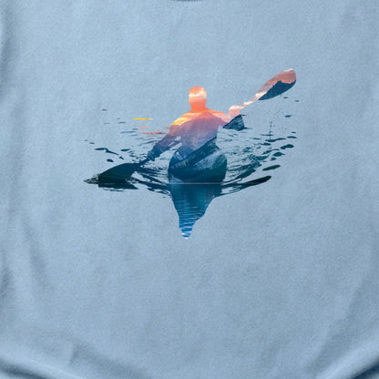 Kayak Mountain Silhouette Cotton T-Shirt