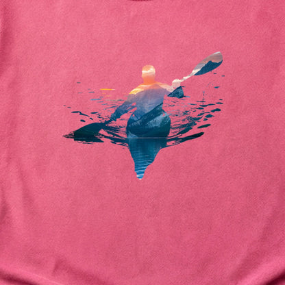 Kayak Mountain Silhouette Cotton T-Shirt