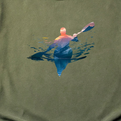 Kayak Mountain Silhouette Cotton T-Shirt