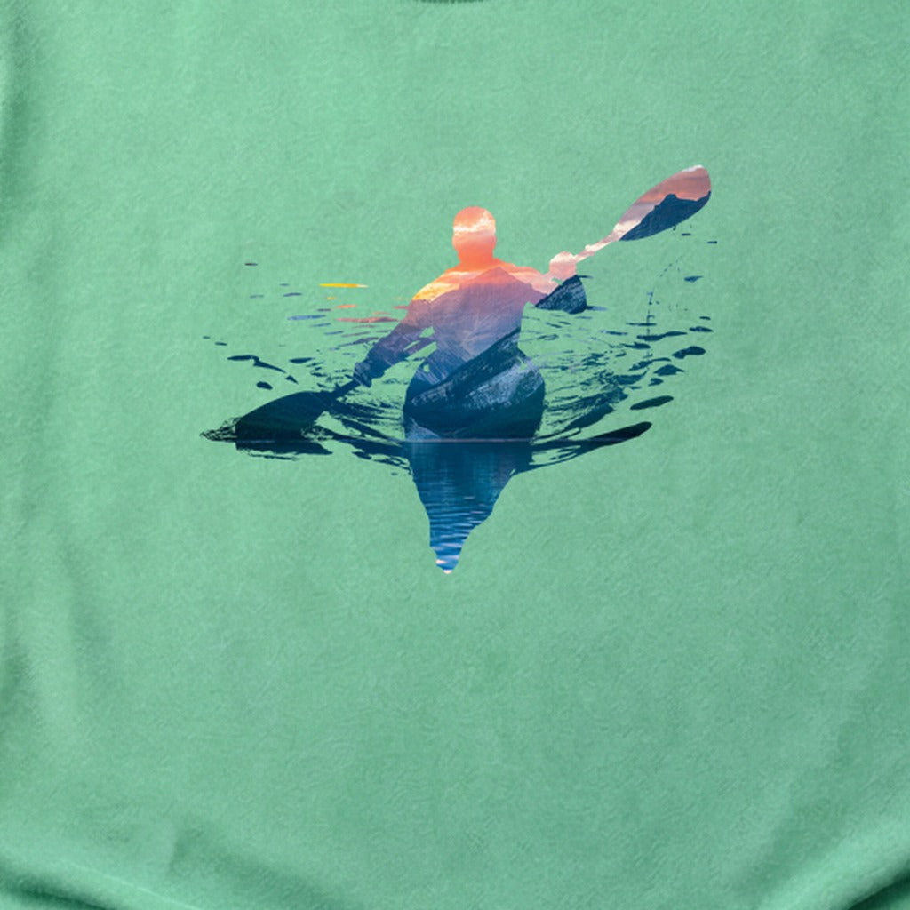 Kayak Mountain Silhouette Cotton T-Shirt