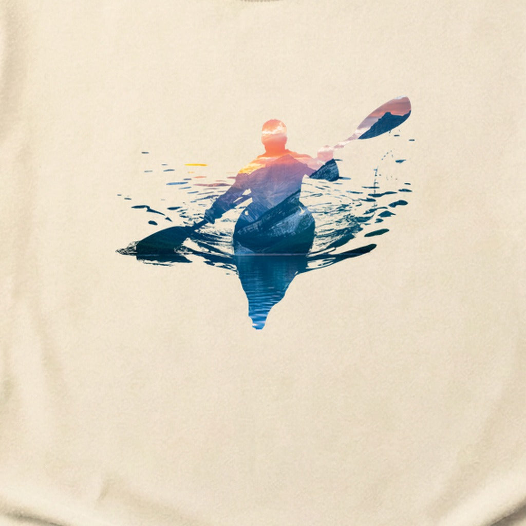 Kayak Mountain Silhouette Cotton T-Shirt