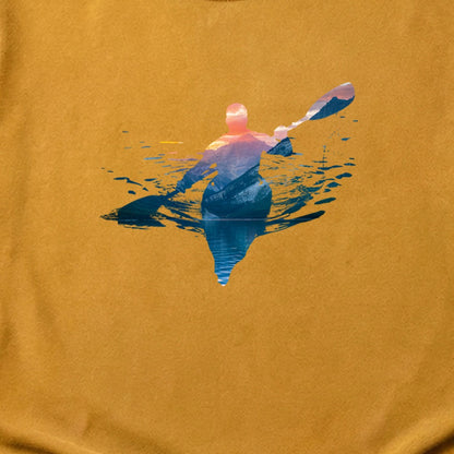 Kayak Mountain Silhouette Cotton T-Shirt