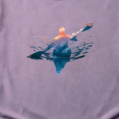 Kayak Mountain Silhouette Cotton T-Shirt