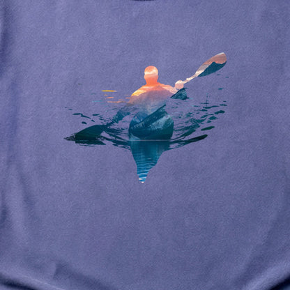 Kayak Mountain Silhouette Cotton T-Shirt