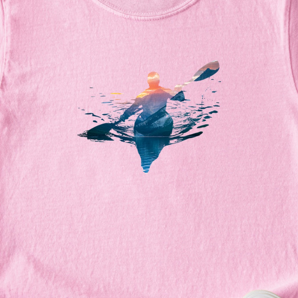 Kayak Mountain Silhouette Kids Cotton T-Shirt