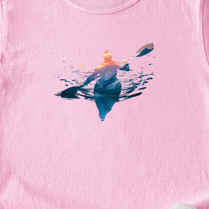 Kayak Mountain Silhouette Kids Cotton T-Shirt