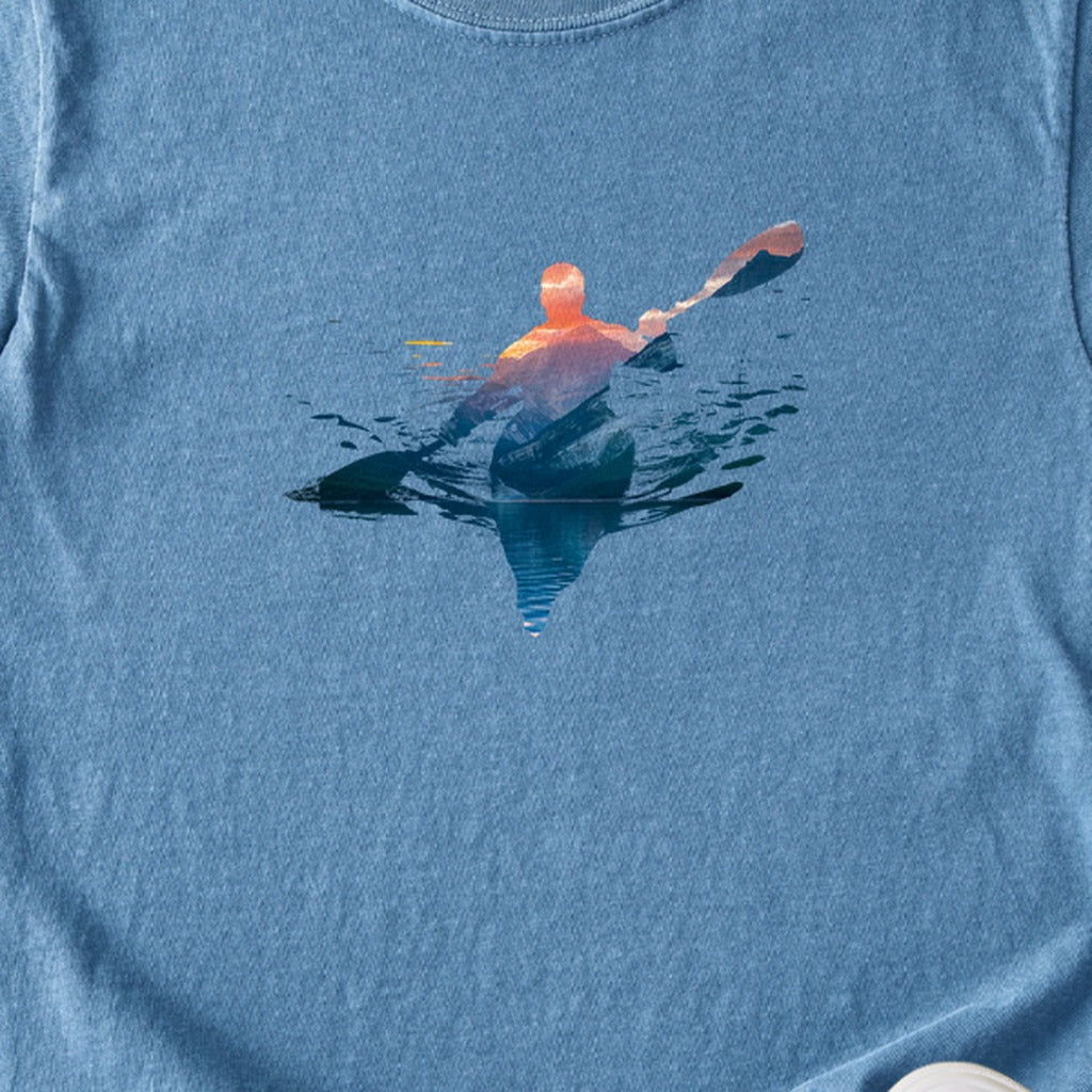 Kayak Mountain Silhouette Kids Cotton T-Shirt