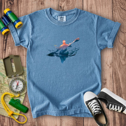 Kayak Mountain Silhouette Kids Cotton T-Shirt