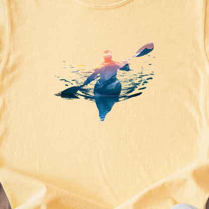 Kayak Mountain Silhouette Kids Cotton T-Shirt