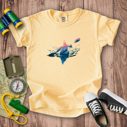 Kayak Mountain Silhouette Kids Cotton T-Shirt