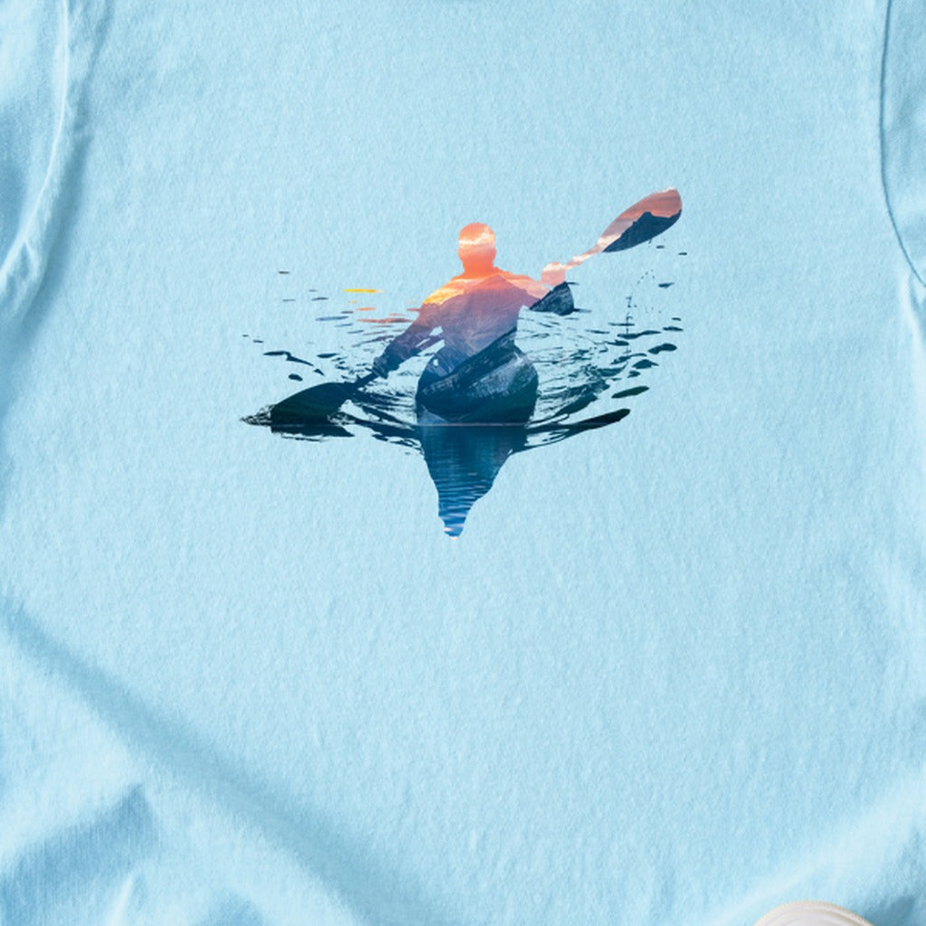 Kayak Mountain Silhouette Kids Cotton T-Shirt