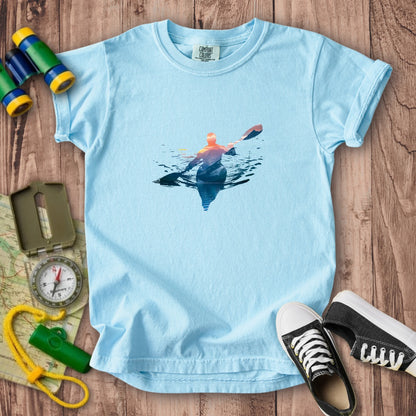 Kayak Mountain Silhouette Kids Cotton T-Shirt