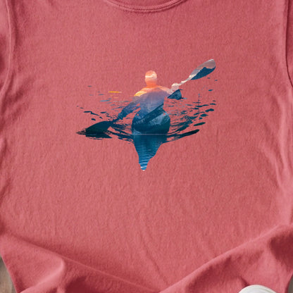 Kayak Mountain Silhouette Kids Cotton T-Shirt