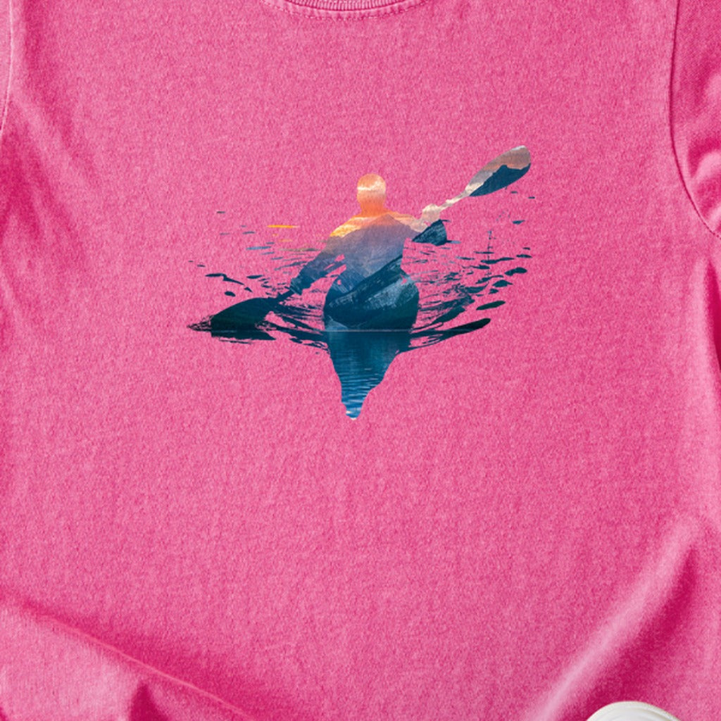 Kayak Mountain Silhouette Kids Cotton T-Shirt