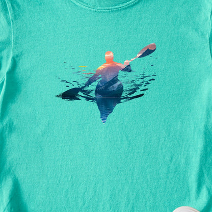 Kayak Mountain Silhouette Kids Cotton T-Shirt