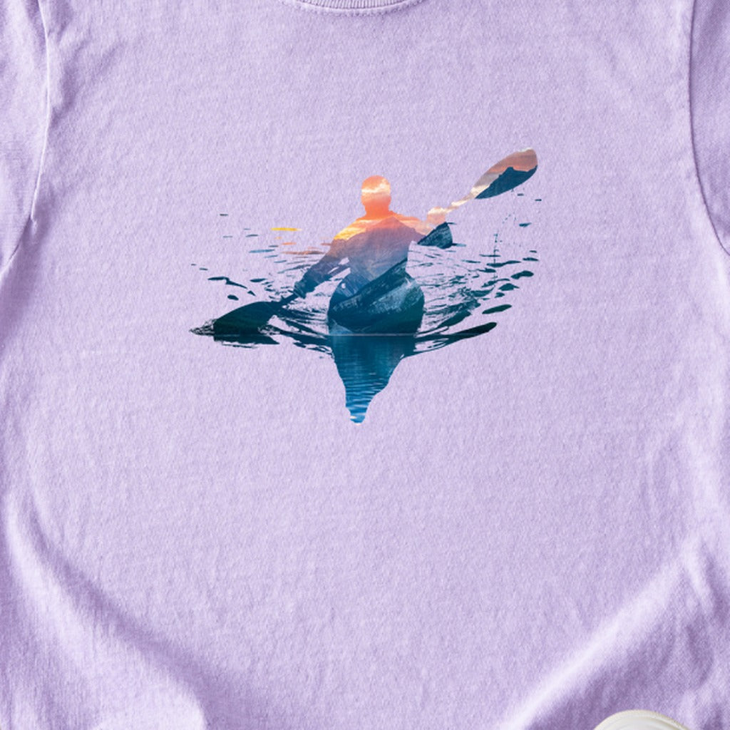 Kayak Mountain Silhouette Kids Cotton T-Shirt