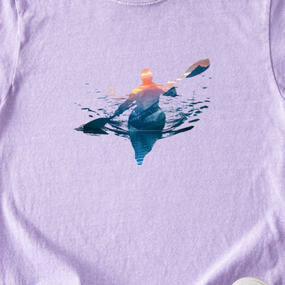 Kayak Mountain Silhouette Kids Cotton T-Shirt