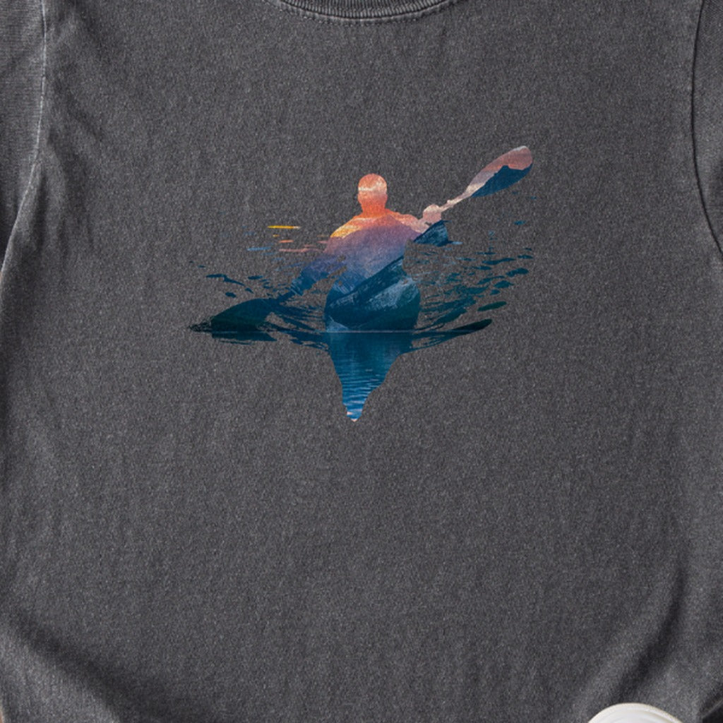 Kayak Mountain Silhouette Kids Cotton T-Shirt