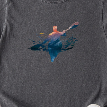 Kayak Mountain Silhouette Kids Cotton T-Shirt