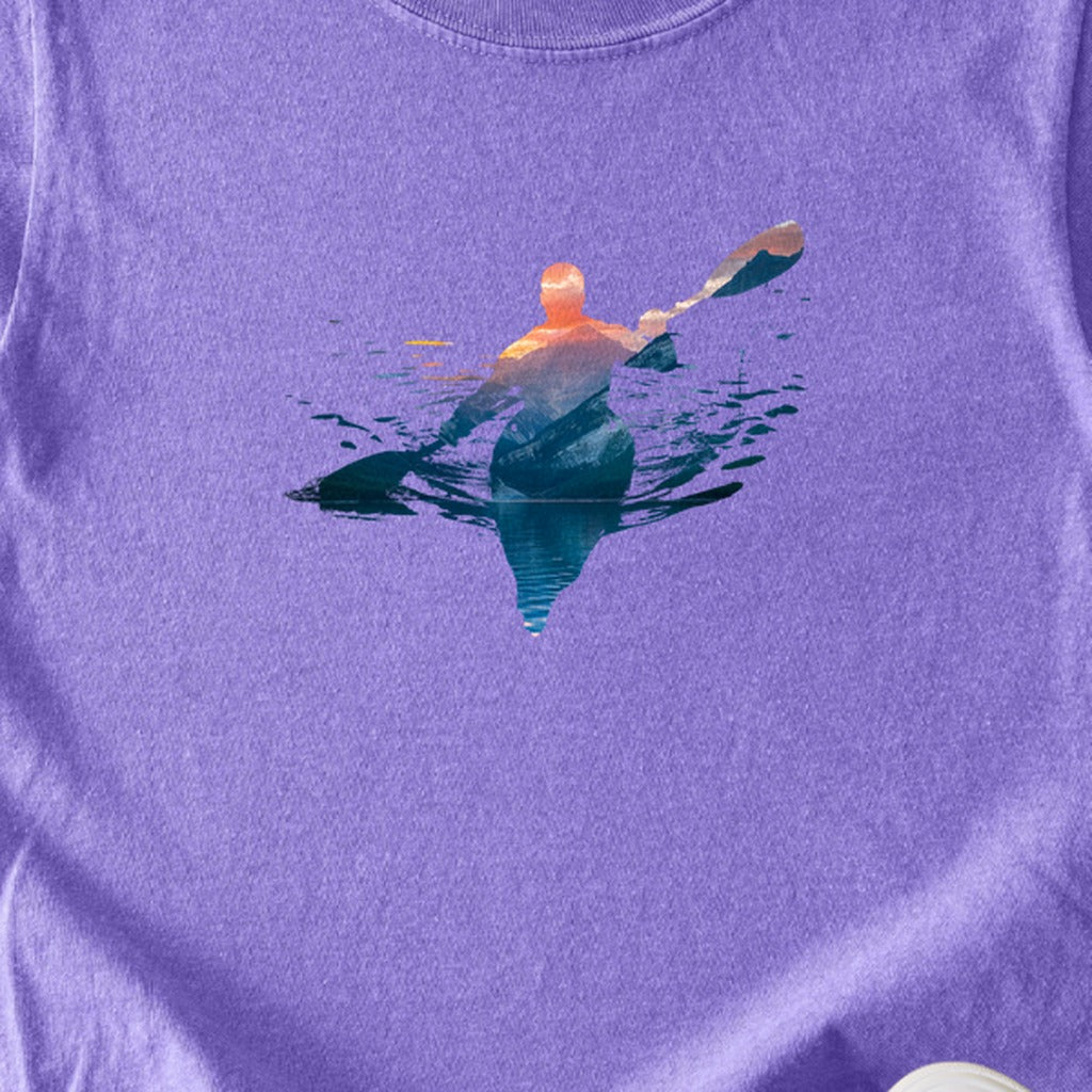 Kayak Mountain Silhouette Kids Cotton T-Shirt