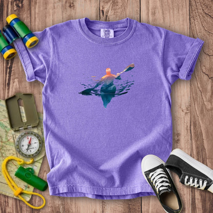 Kayak Mountain Silhouette Kids Cotton T-Shirt