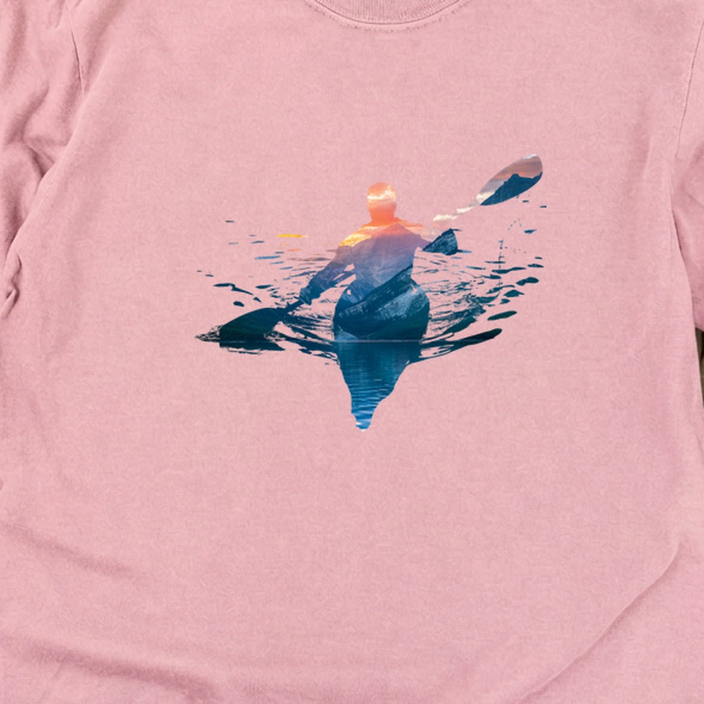 Kayak Mountain Silhouette Cotton Long Sleeve