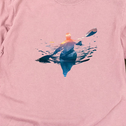 Kayak Mountain Silhouette Cotton Long Sleeve