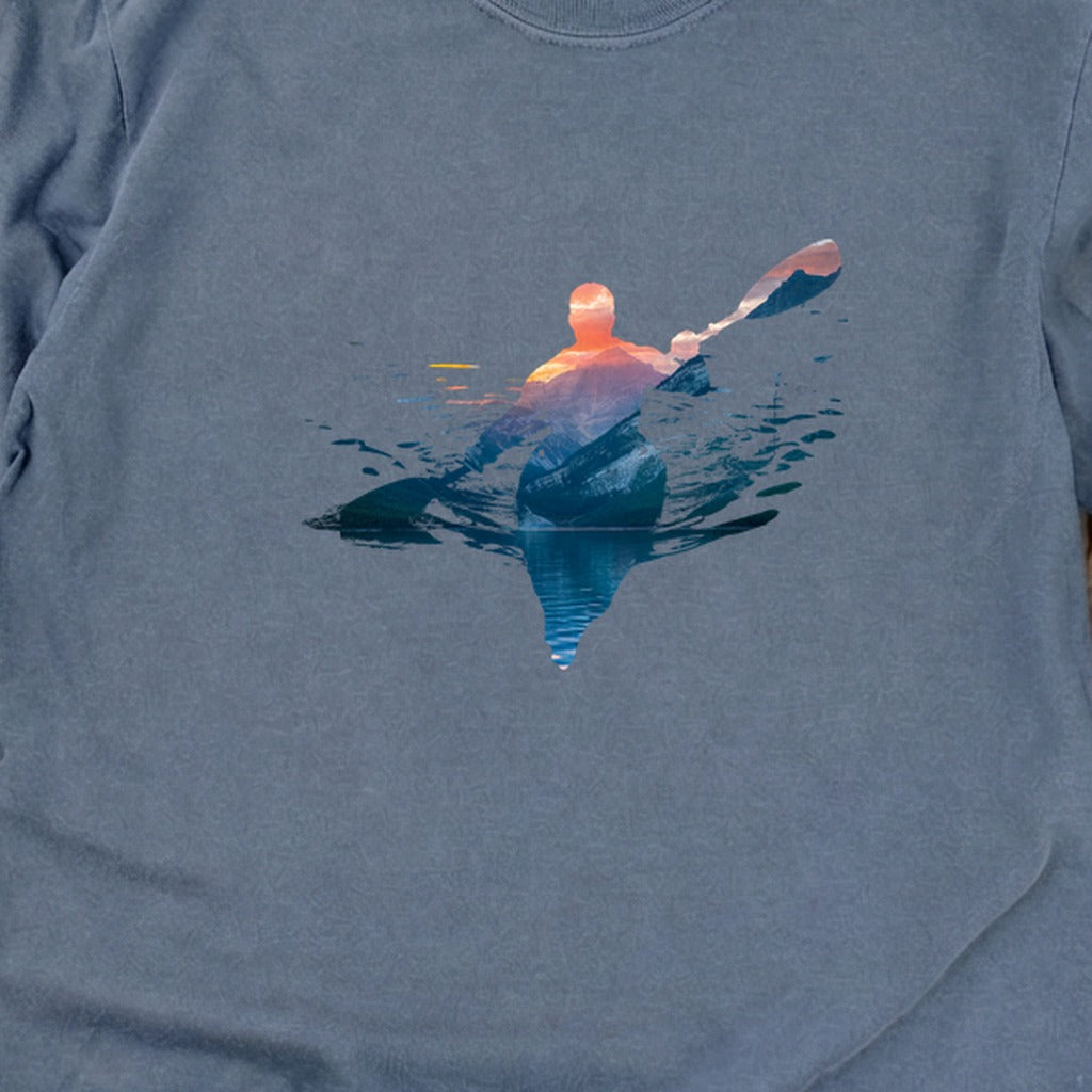 Kayak Mountain Silhouette Cotton Long Sleeve