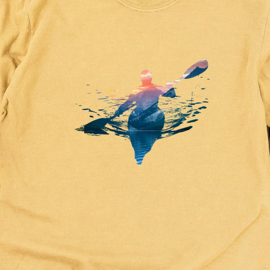 Kayak Mountain Silhouette Cotton Long Sleeve