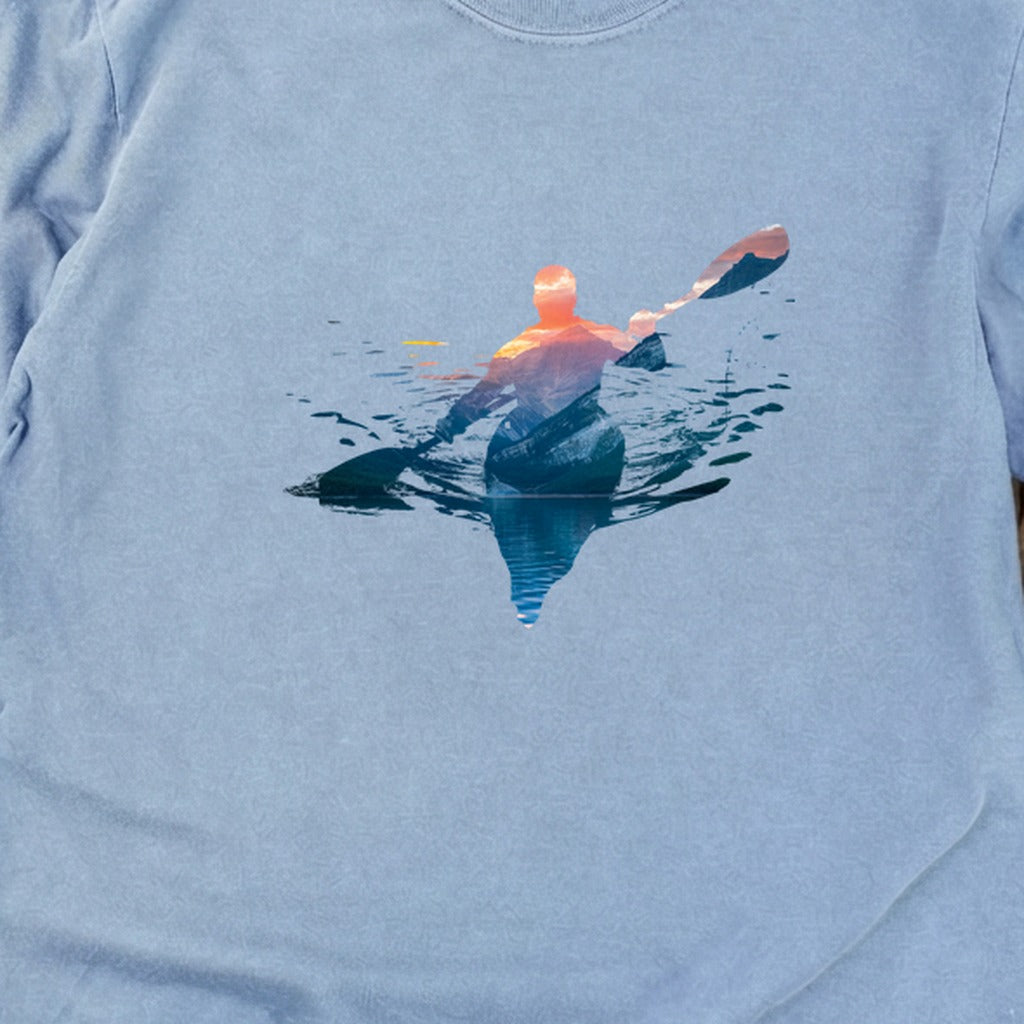 Kayak Mountain Silhouette Cotton Long Sleeve