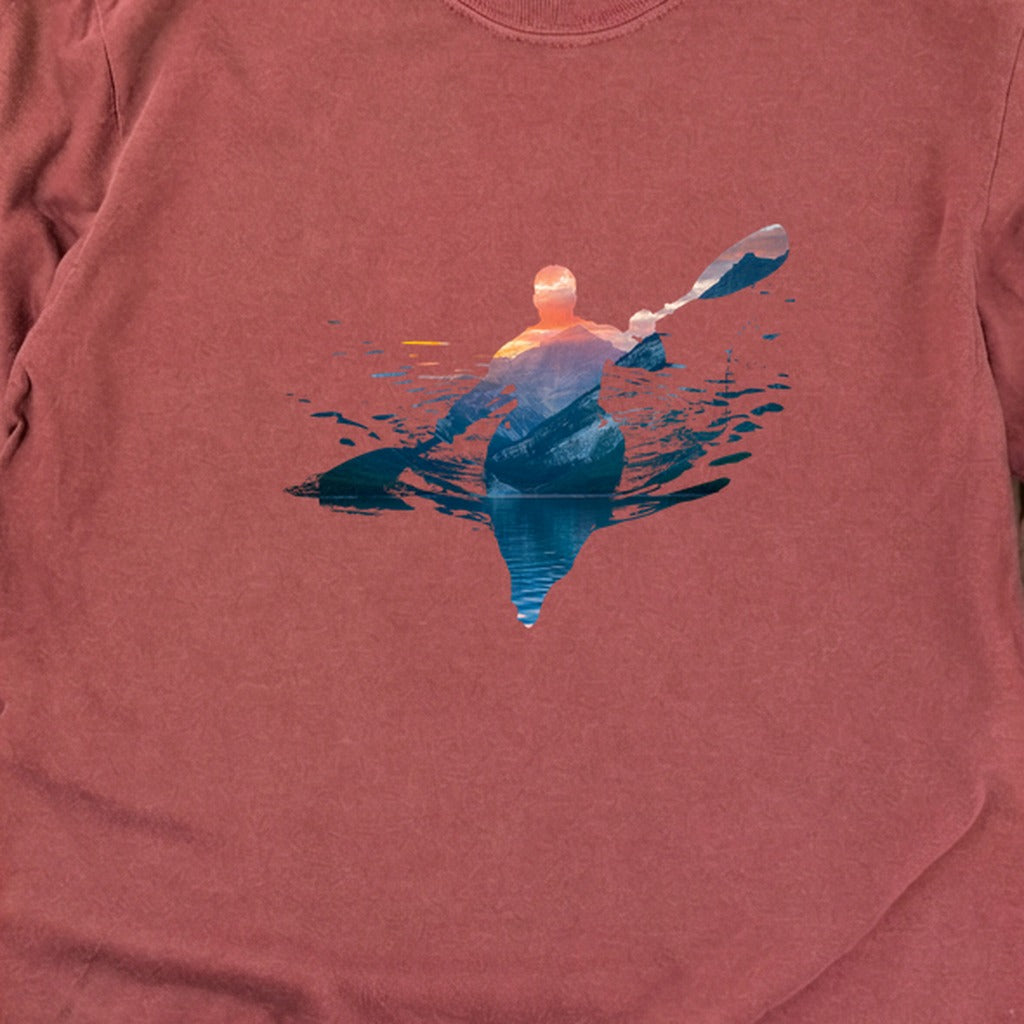 Kayak Mountain Silhouette Cotton Long Sleeve