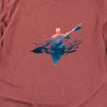 Kayak Mountain Silhouette Cotton Long Sleeve