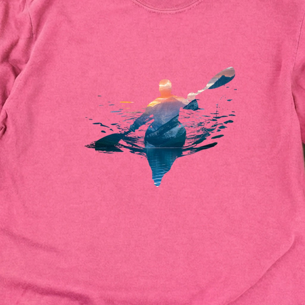 Kayak Mountain Silhouette Cotton Long Sleeve