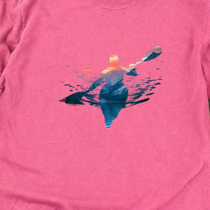 Kayak Mountain Silhouette Cotton Long Sleeve