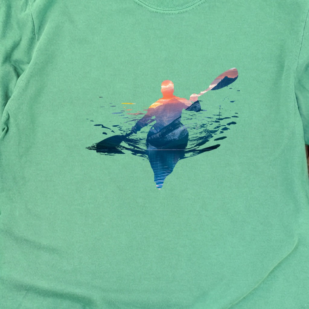 Kayak Mountain Silhouette Cotton Long Sleeve