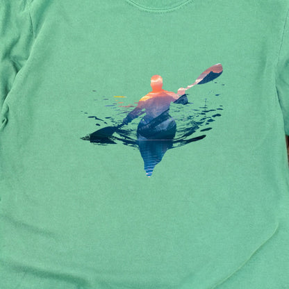 Kayak Mountain Silhouette Cotton Long Sleeve
