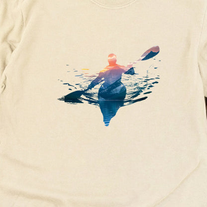Kayak Mountain Silhouette Cotton Long Sleeve