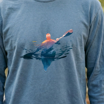 Kayak Mountain Silhouette Cotton Long Sleeve