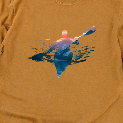 Kayak Mountain Silhouette Cotton Long Sleeve