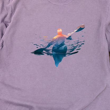 Kayak Mountain Silhouette Cotton Long Sleeve
