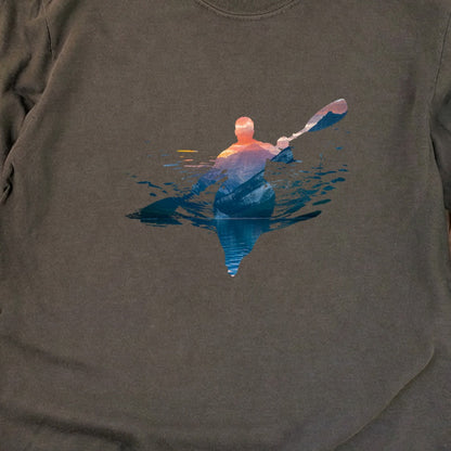Kayak Mountain Silhouette Cotton Long Sleeve