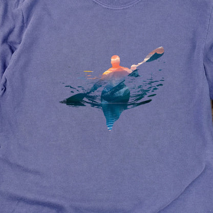 Kayak Mountain Silhouette Cotton Long Sleeve