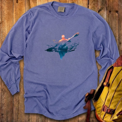Kayak Mountain Silhouette Cotton Long Sleeve
