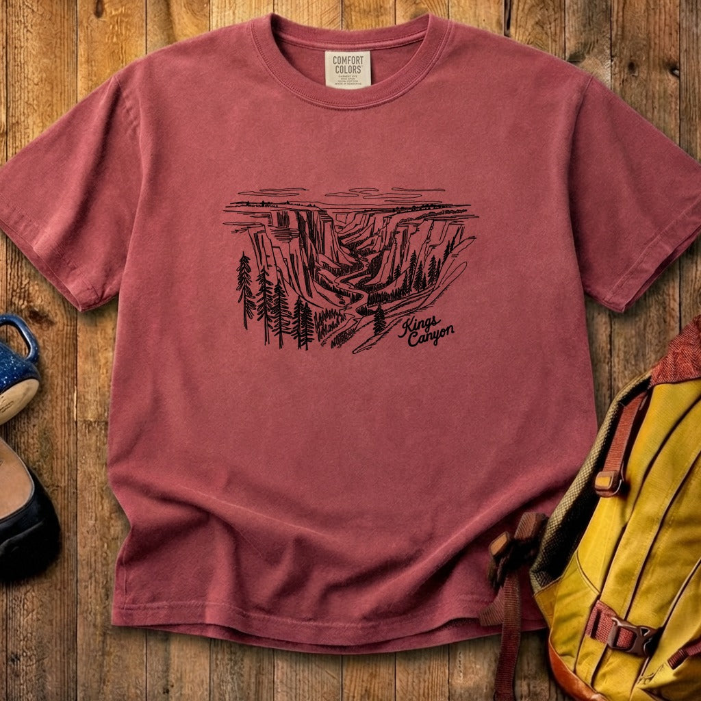 Kings Canyon Line Drawing Cotton T-Shirt