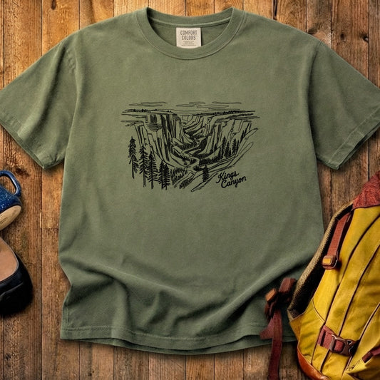 Kings Canyon Line Drawing Cotton T-Shirt