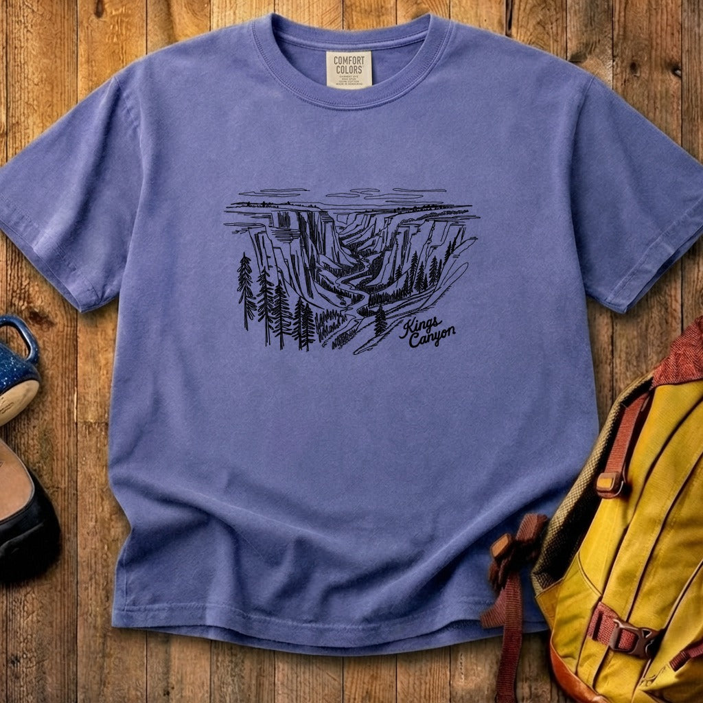 Kings Canyon Line Drawing Cotton T-Shirt